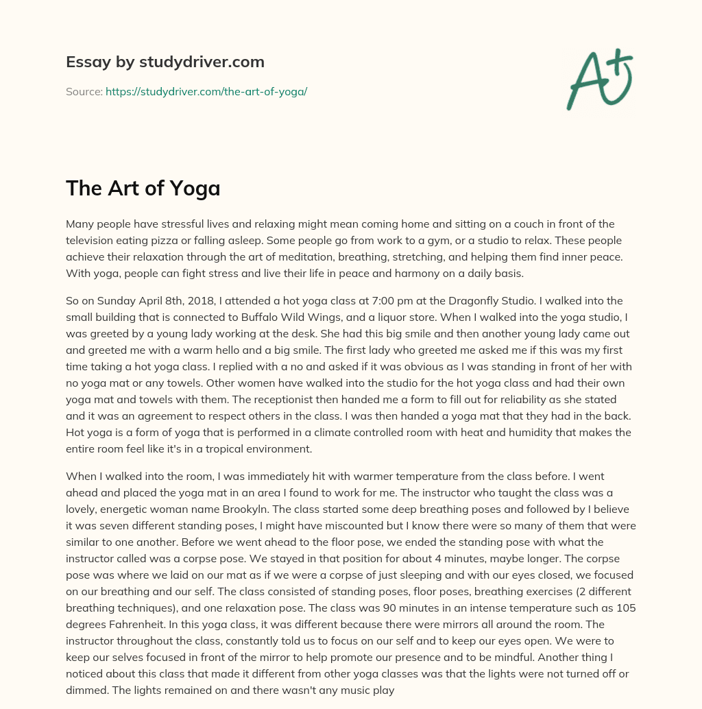The Art of Yoga essay