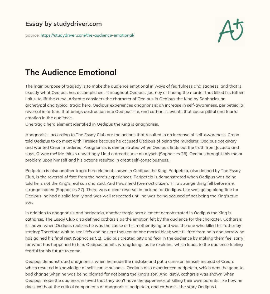 The Audience Emotional essay