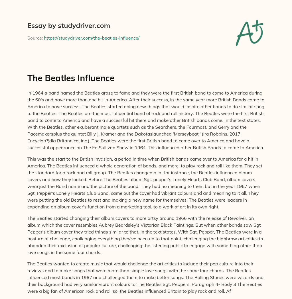 The Beatles Influence essay