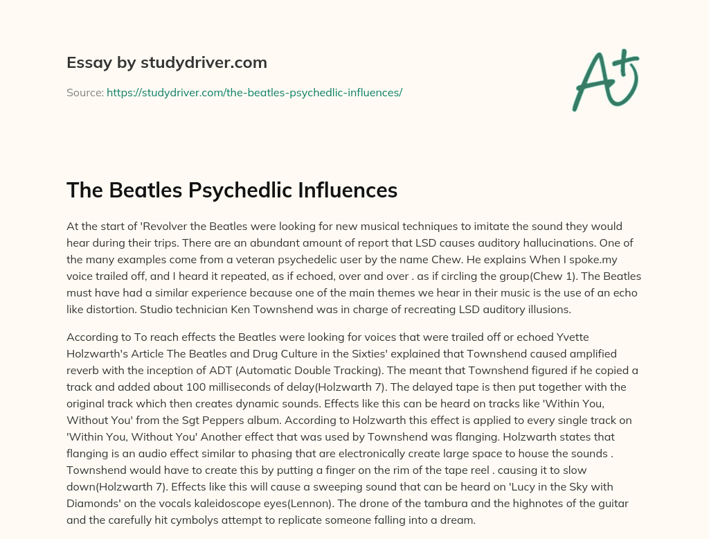 The Beatles Psychedlic Influences essay