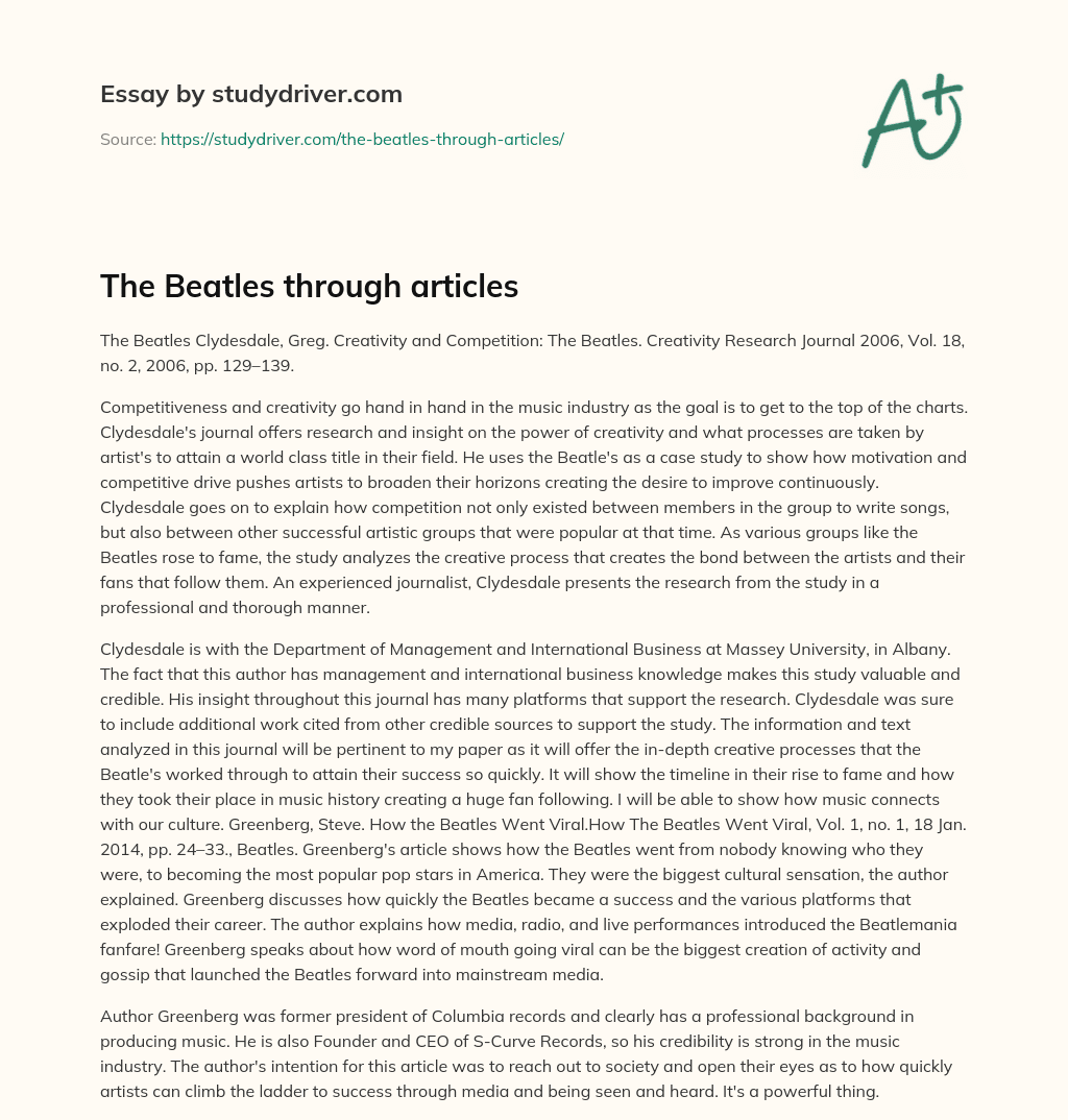 The Beatles through Articles essay