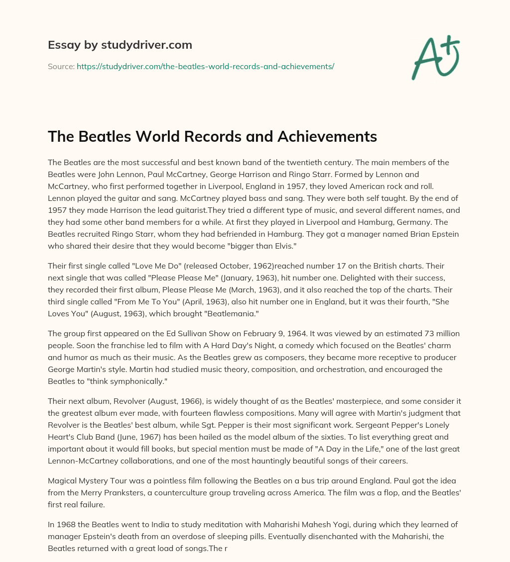 The Beatles World Records and Achievements essay