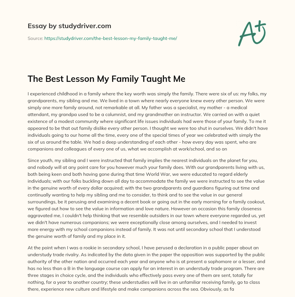 The Best Lesson my Family Taught me essay
