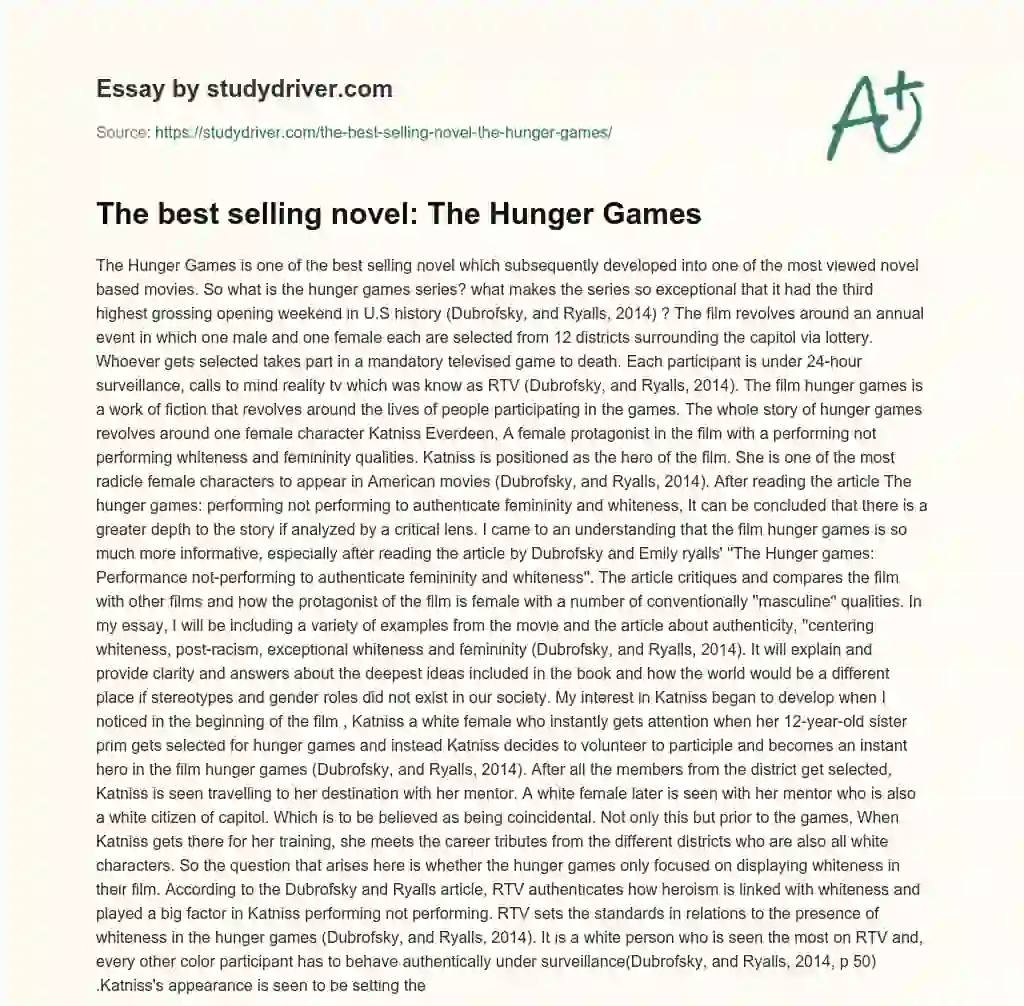The Best Selling Novel: the Hunger Games essay