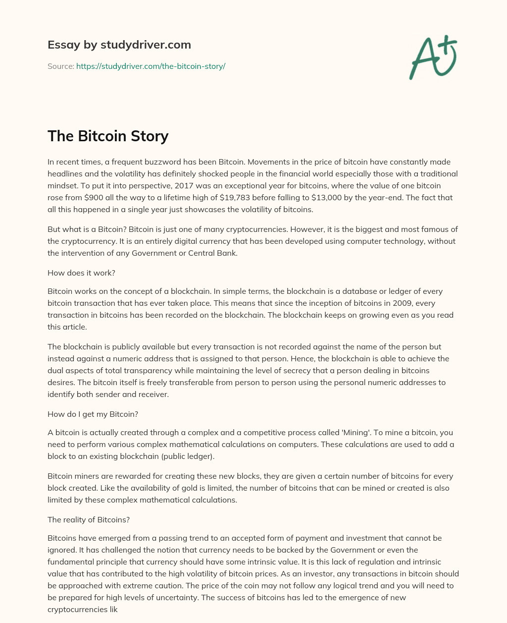 The Bitcoin Story essay