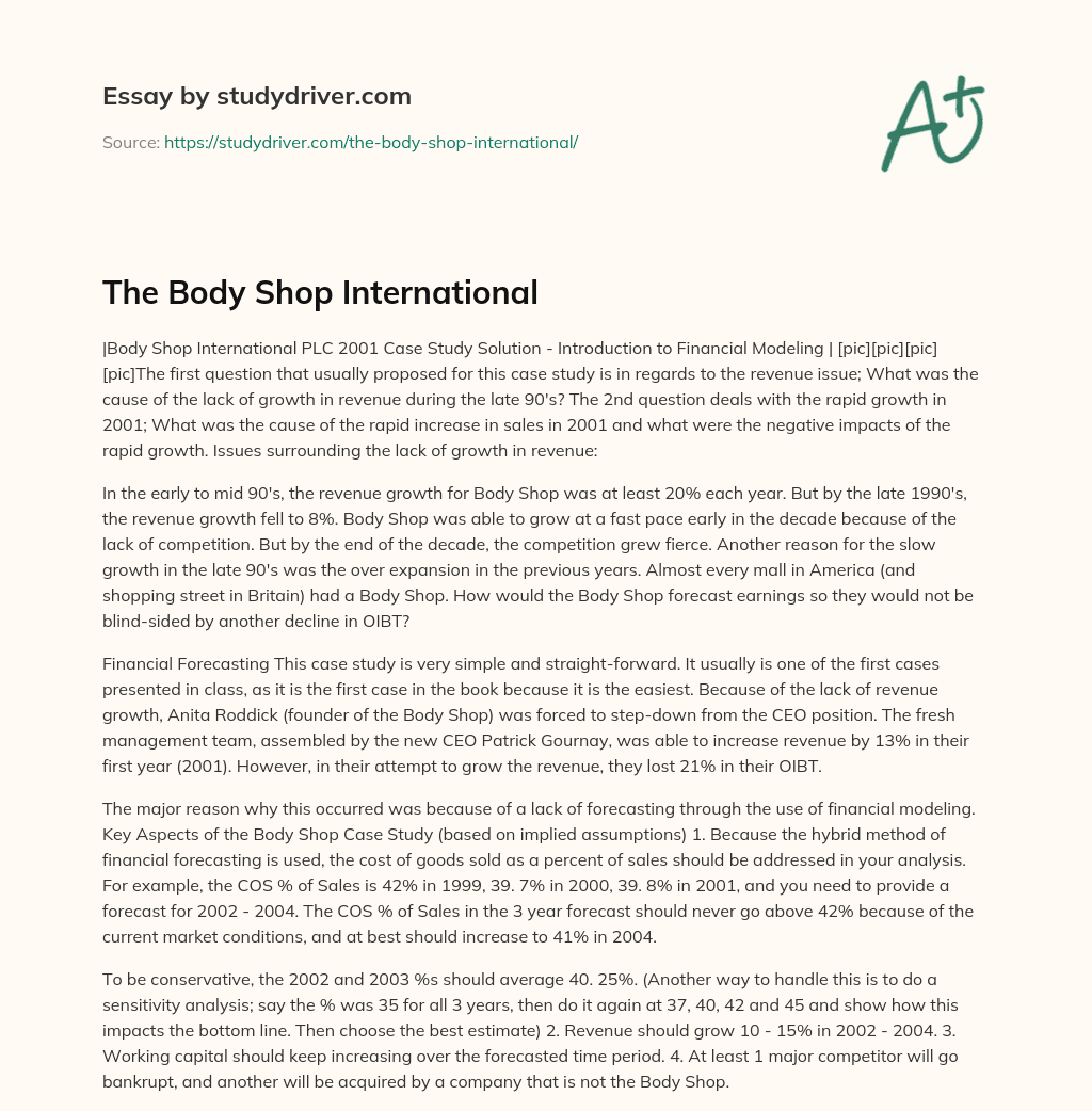 The Body Shop International essay