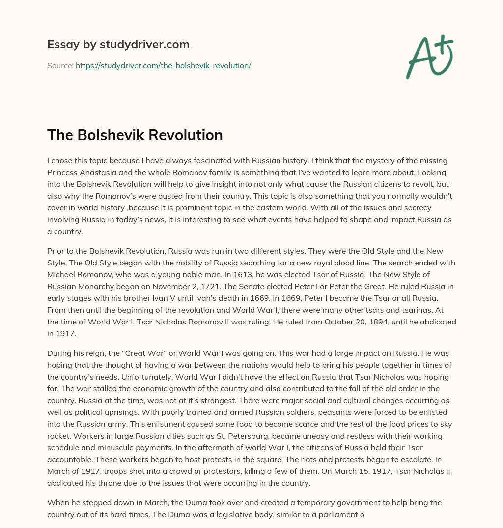 The Bolshevik Revolution essay
