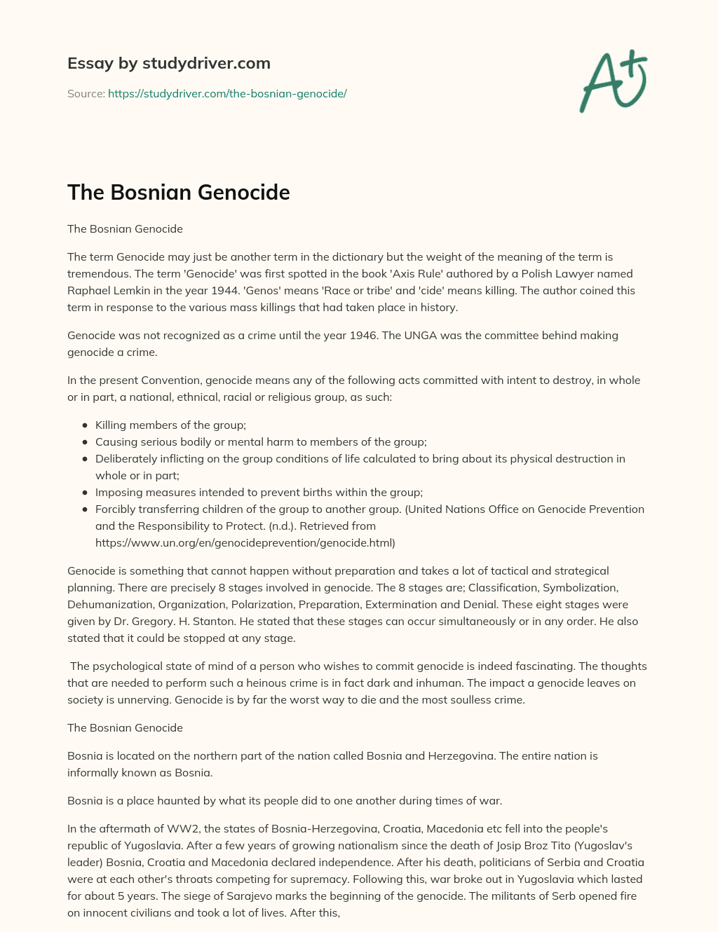 The Bosnian Genocide essay