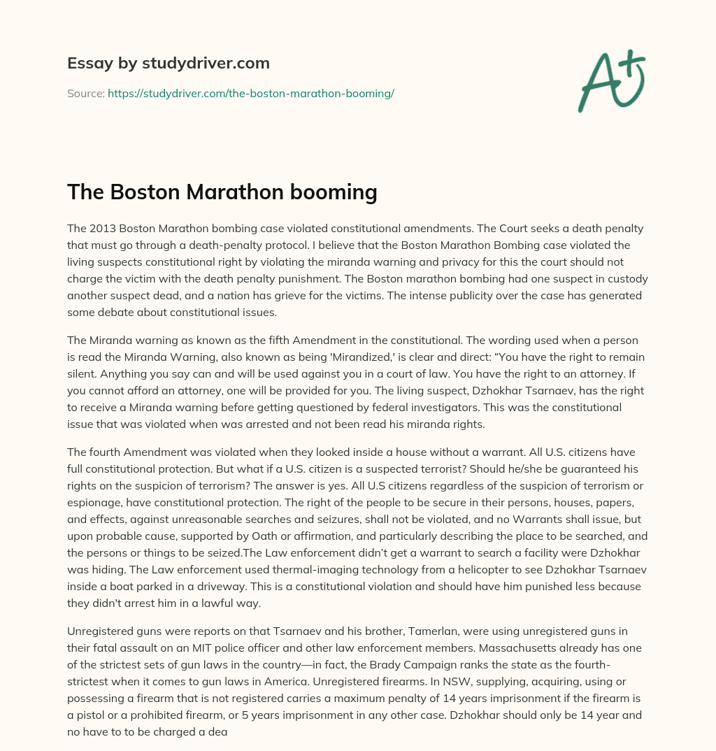 The Boston Marathon Booming essay