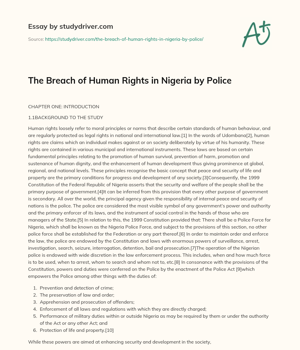 The Breach of Human Rights in Nigeria by Police essay
