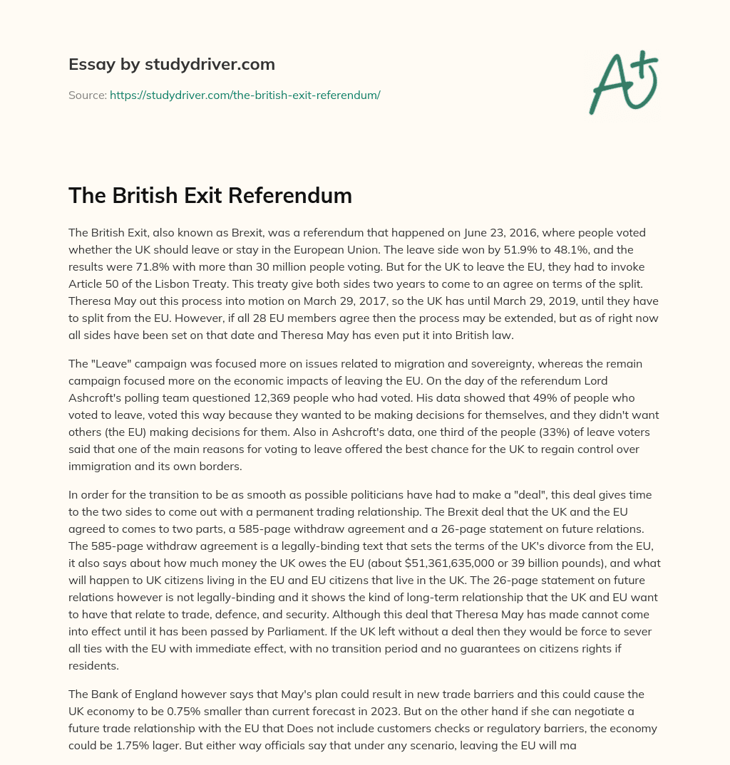 The British Exit Referendum essay