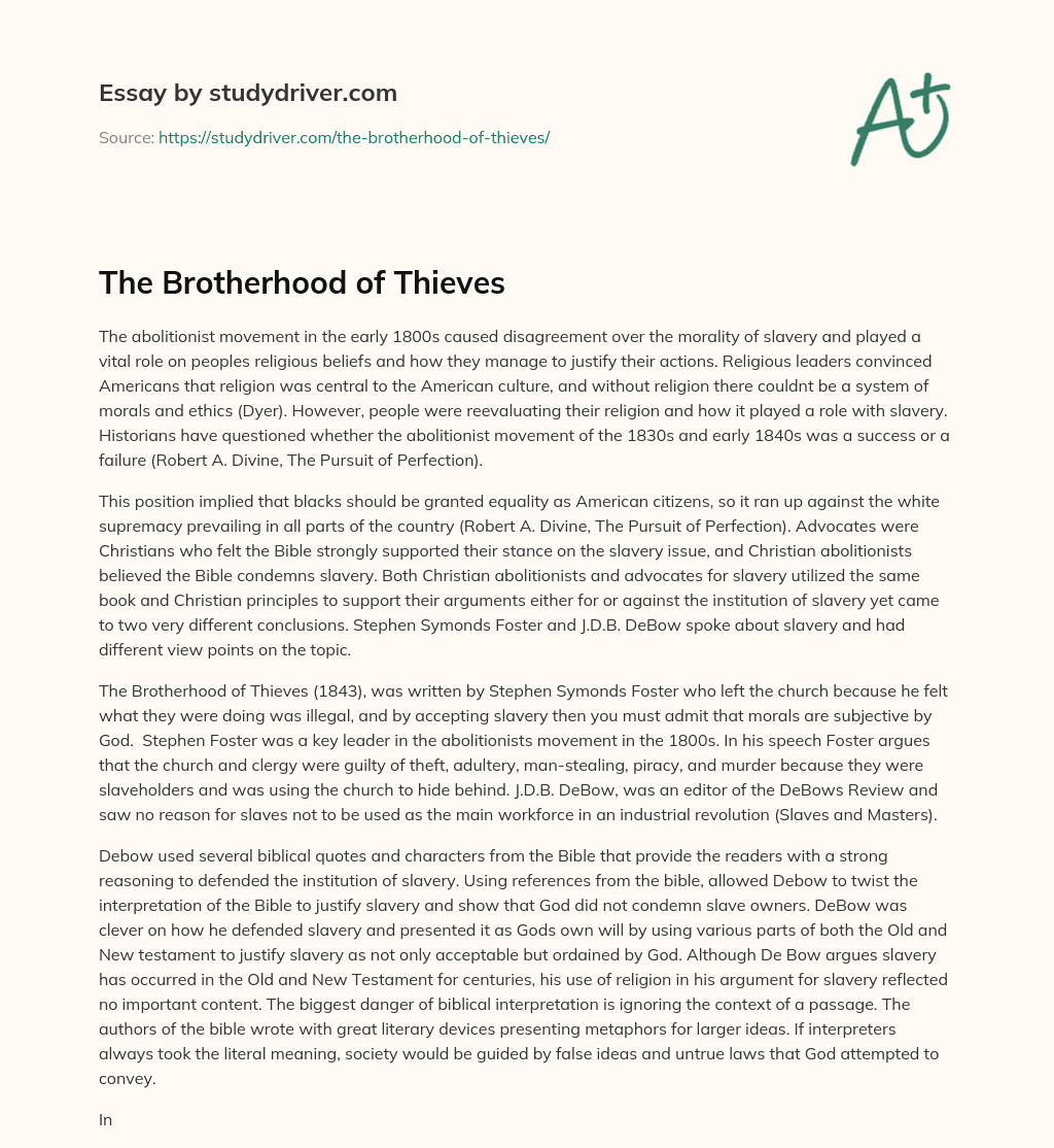 The Brotherhood of Thieves essay