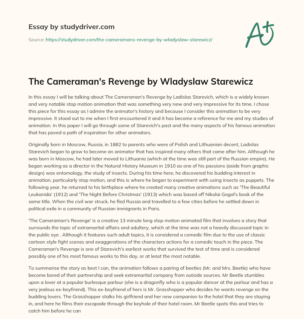 The Cameraman’s Revenge by Wladyslaw Starewicz essay