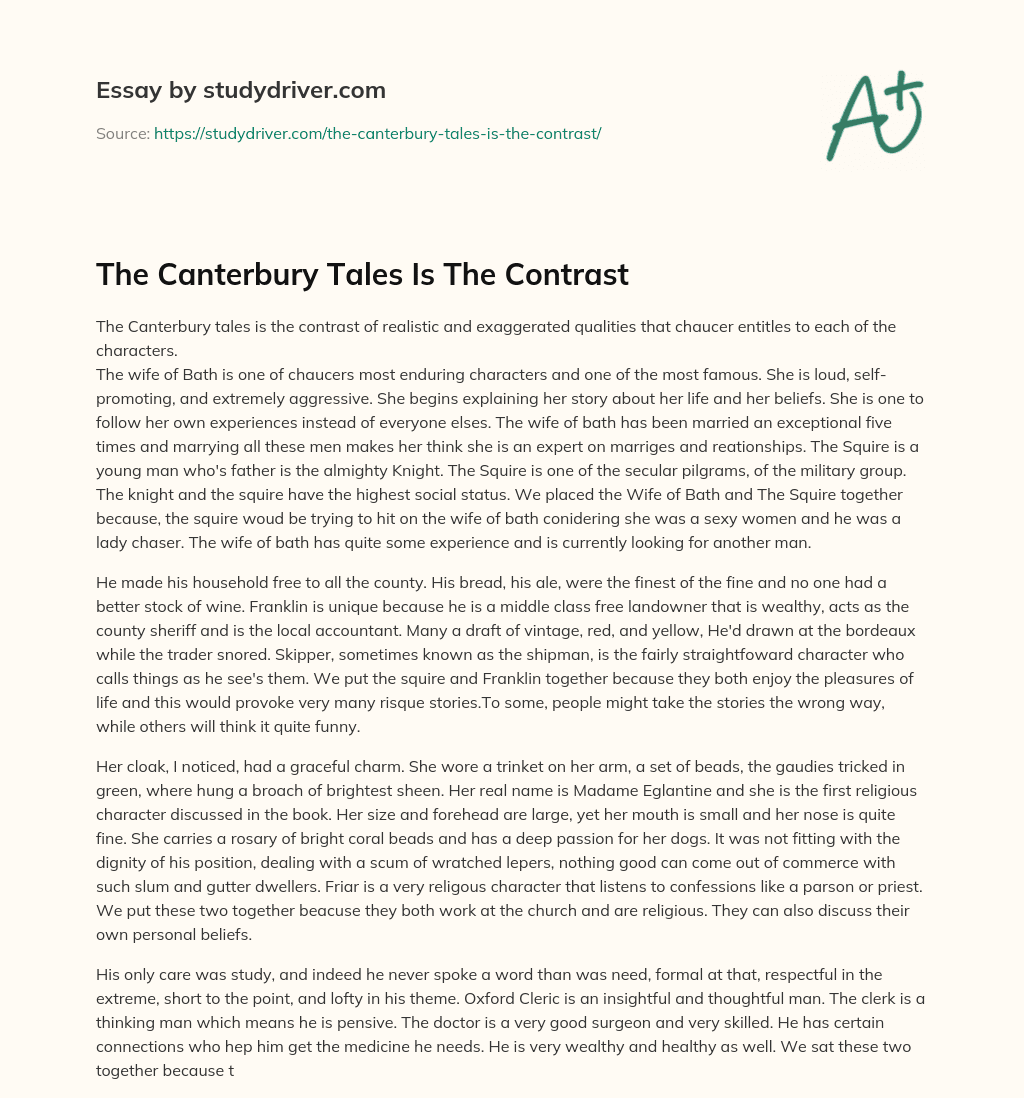 The Canterbury Tales is the Contrast essay