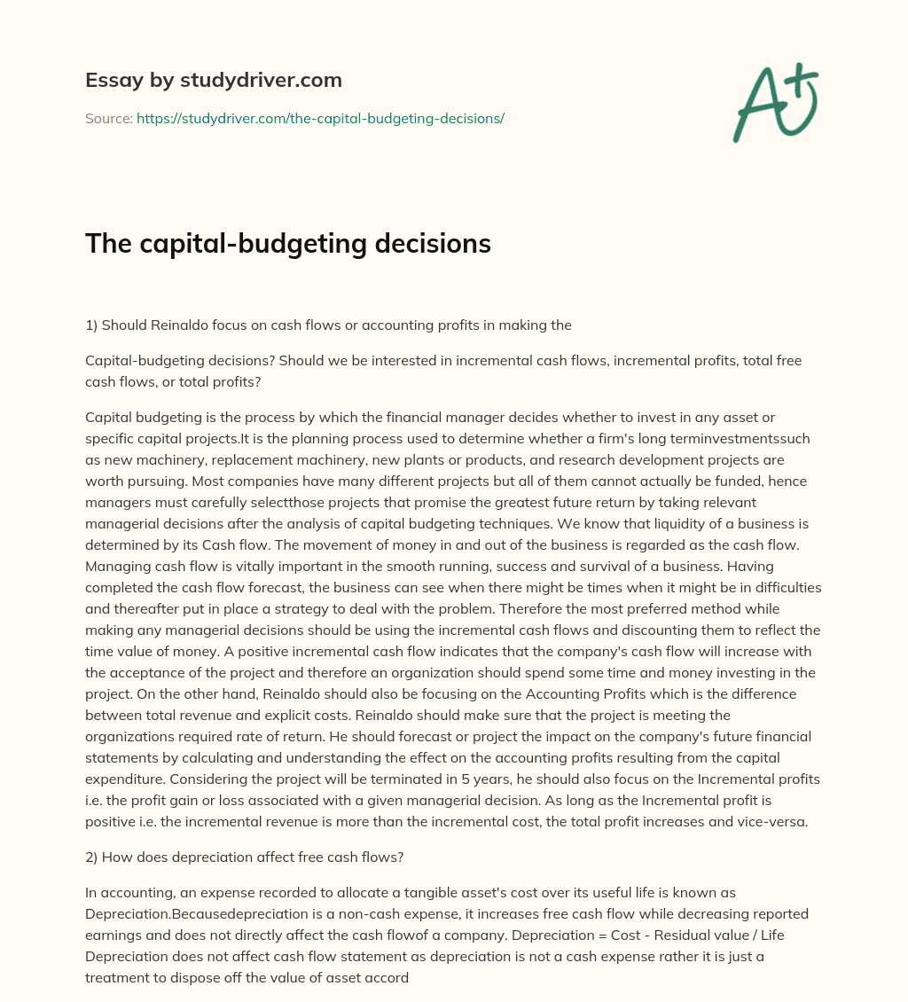 The Capital-budgeting Decisions essay