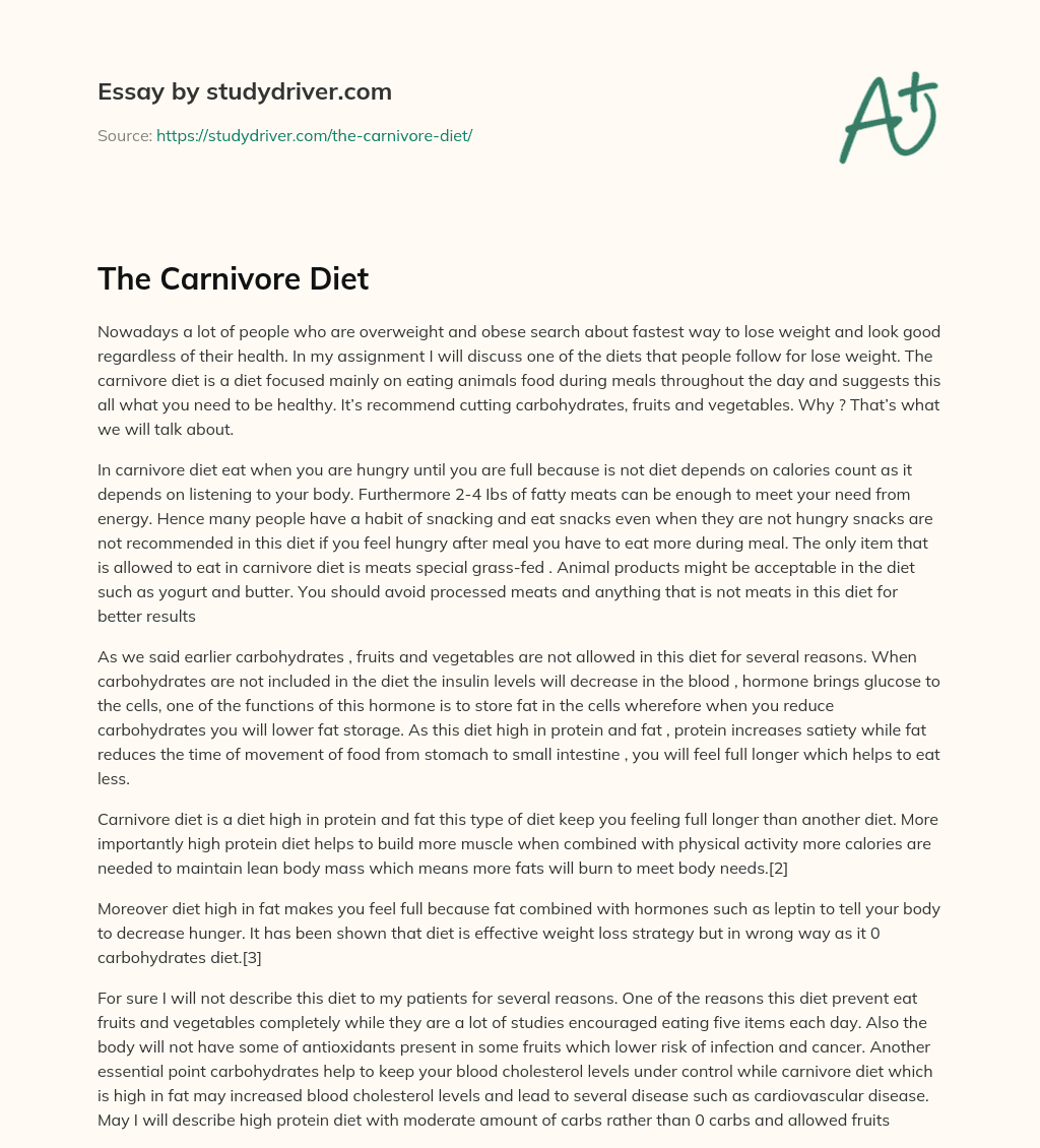 The Carnivore Diet essay