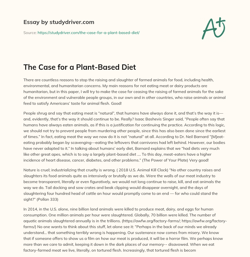 The Case for a Plant-Based Diet essay