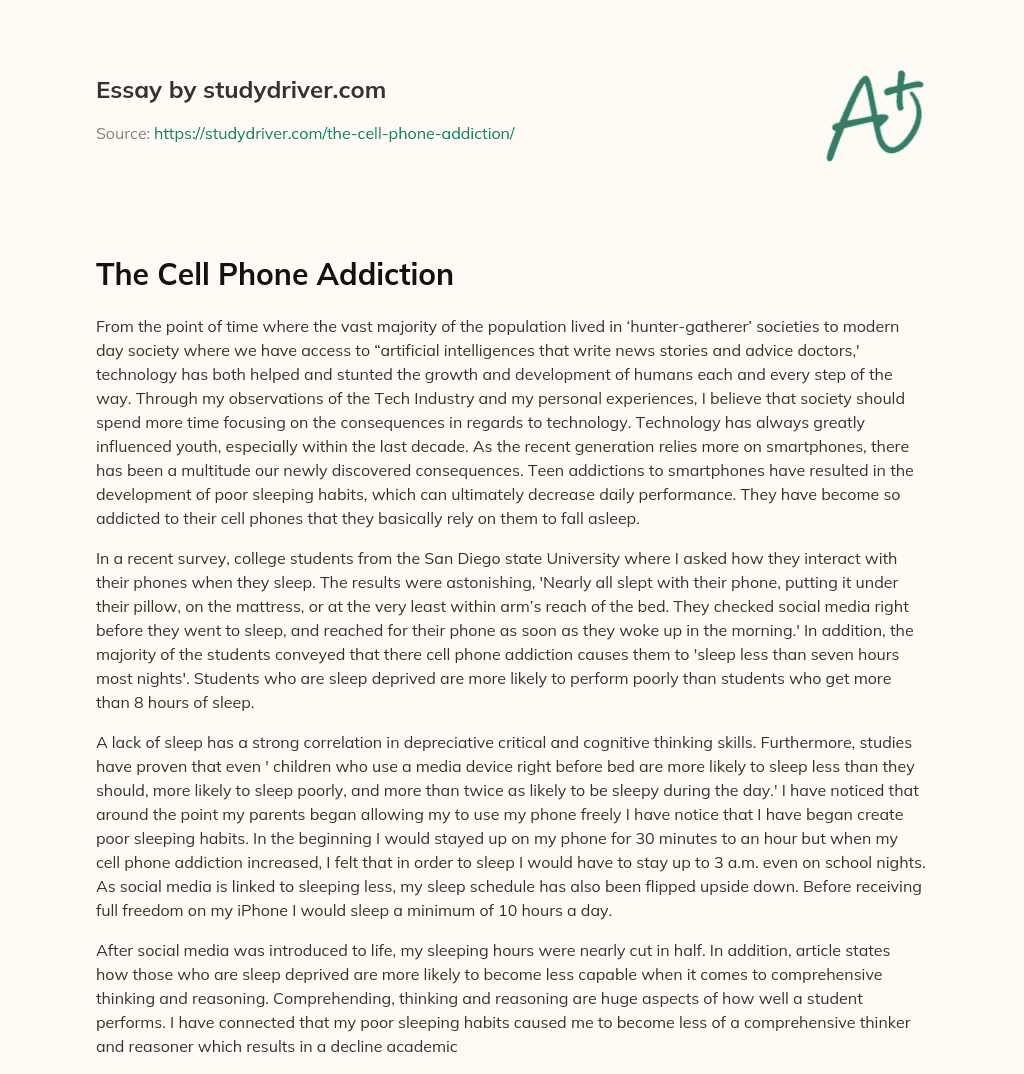 The Cell Phone Addiction essay