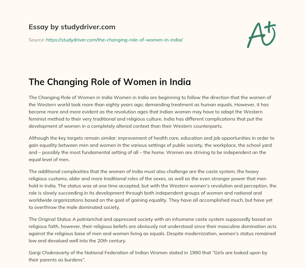 The Changing Role of Women in India essay