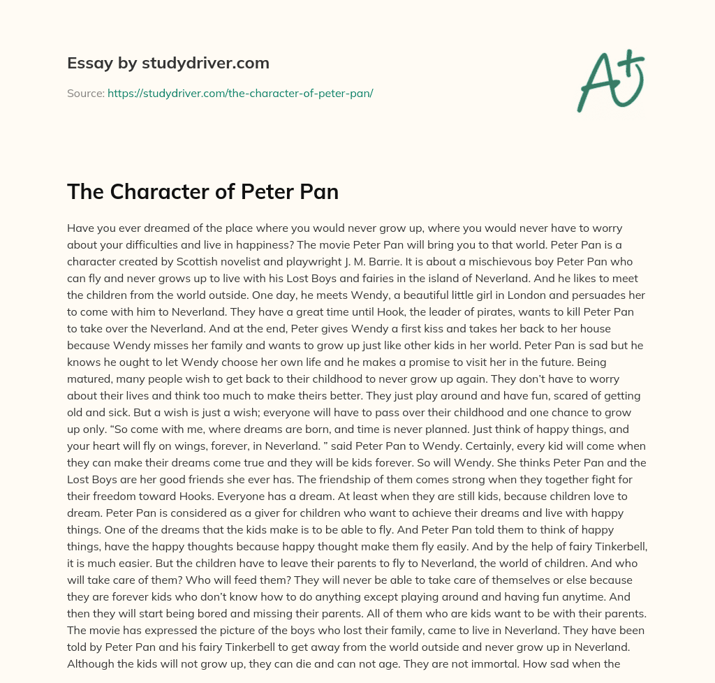 The Character of Peter Pan essay