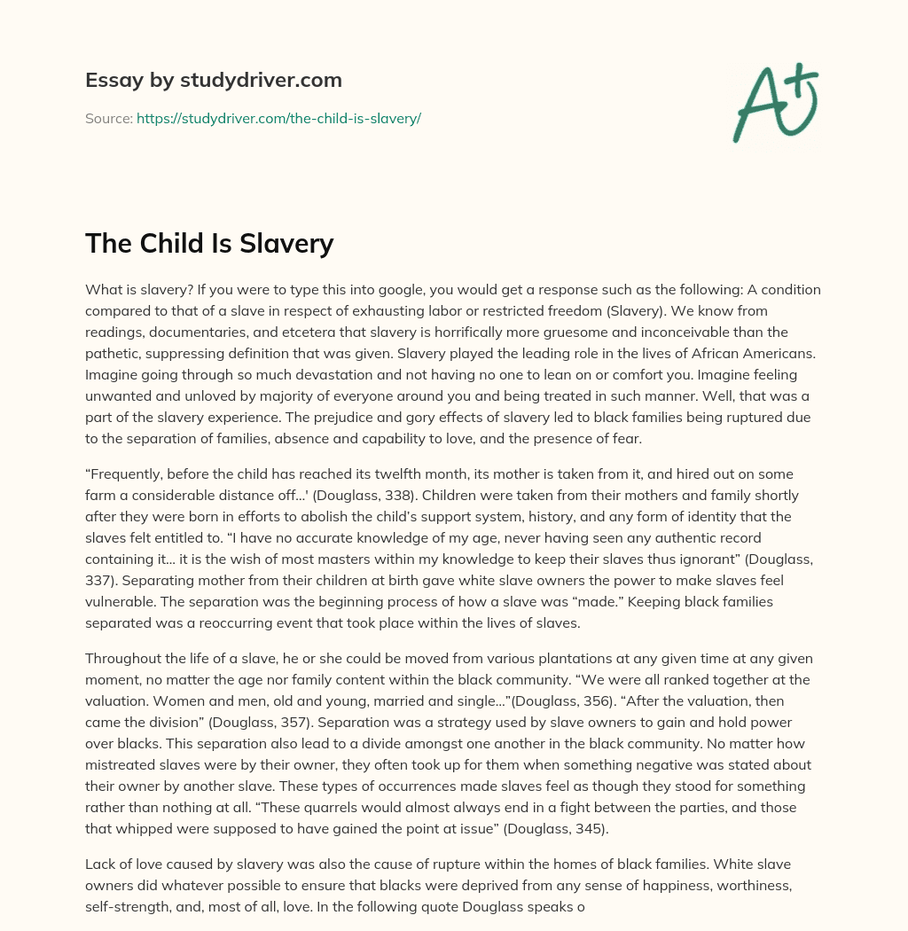 The Child is Slavery essay