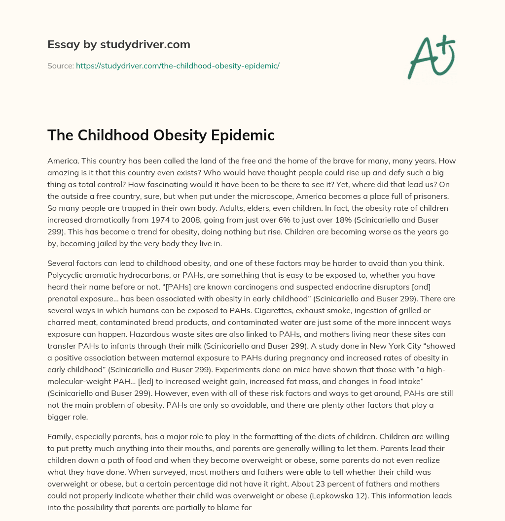 The Childhood Obesity Epidemic essay