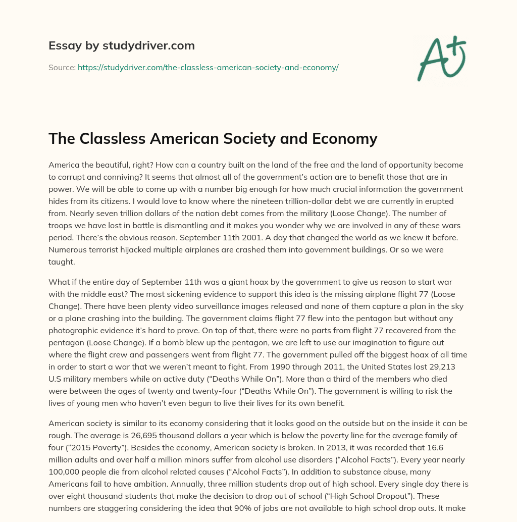 The Classless American Society and Economy essay