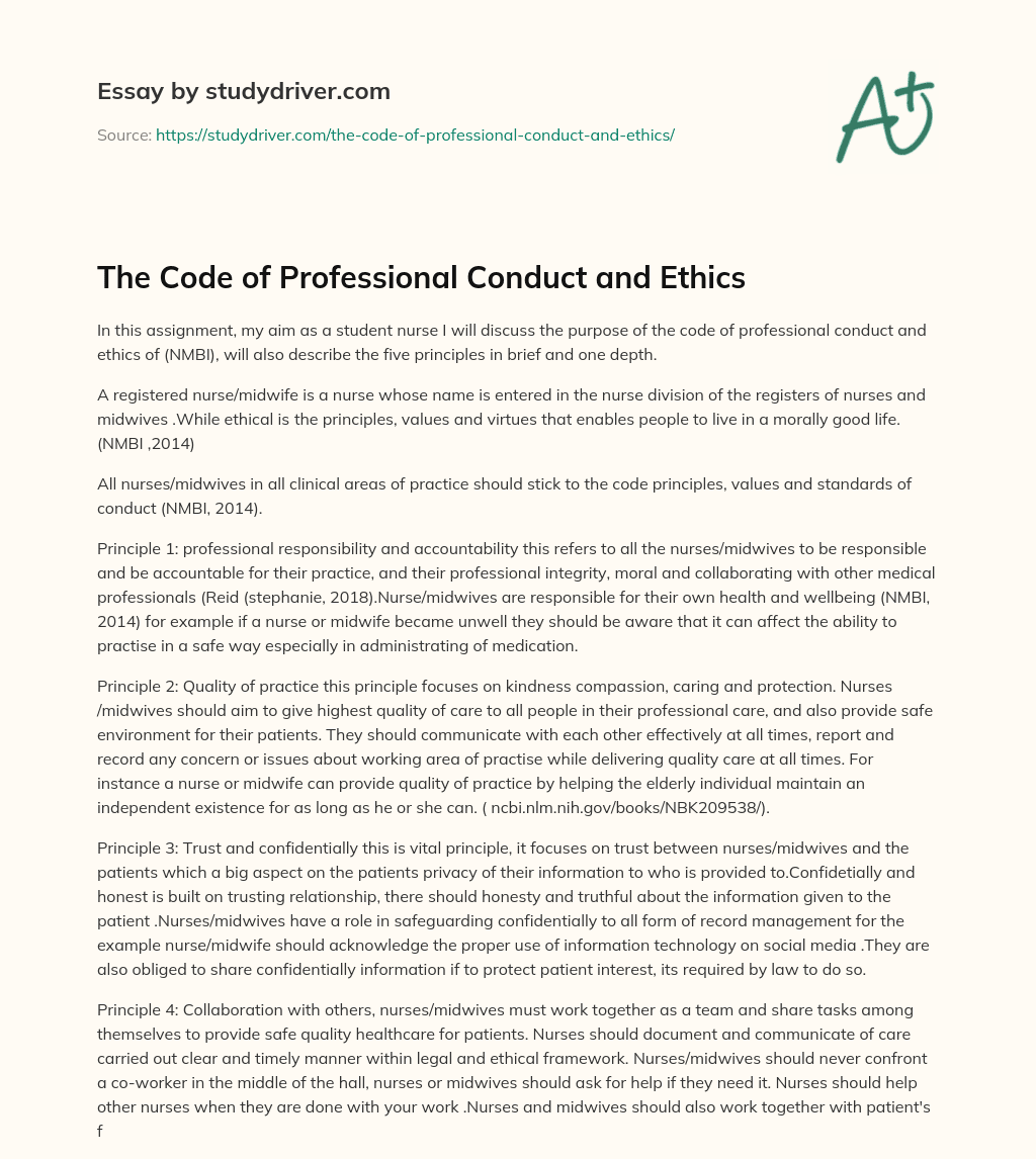 The Code of Professional Conduct and Ethics essay