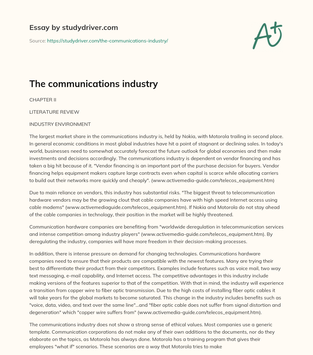 The Communications Industry essay
