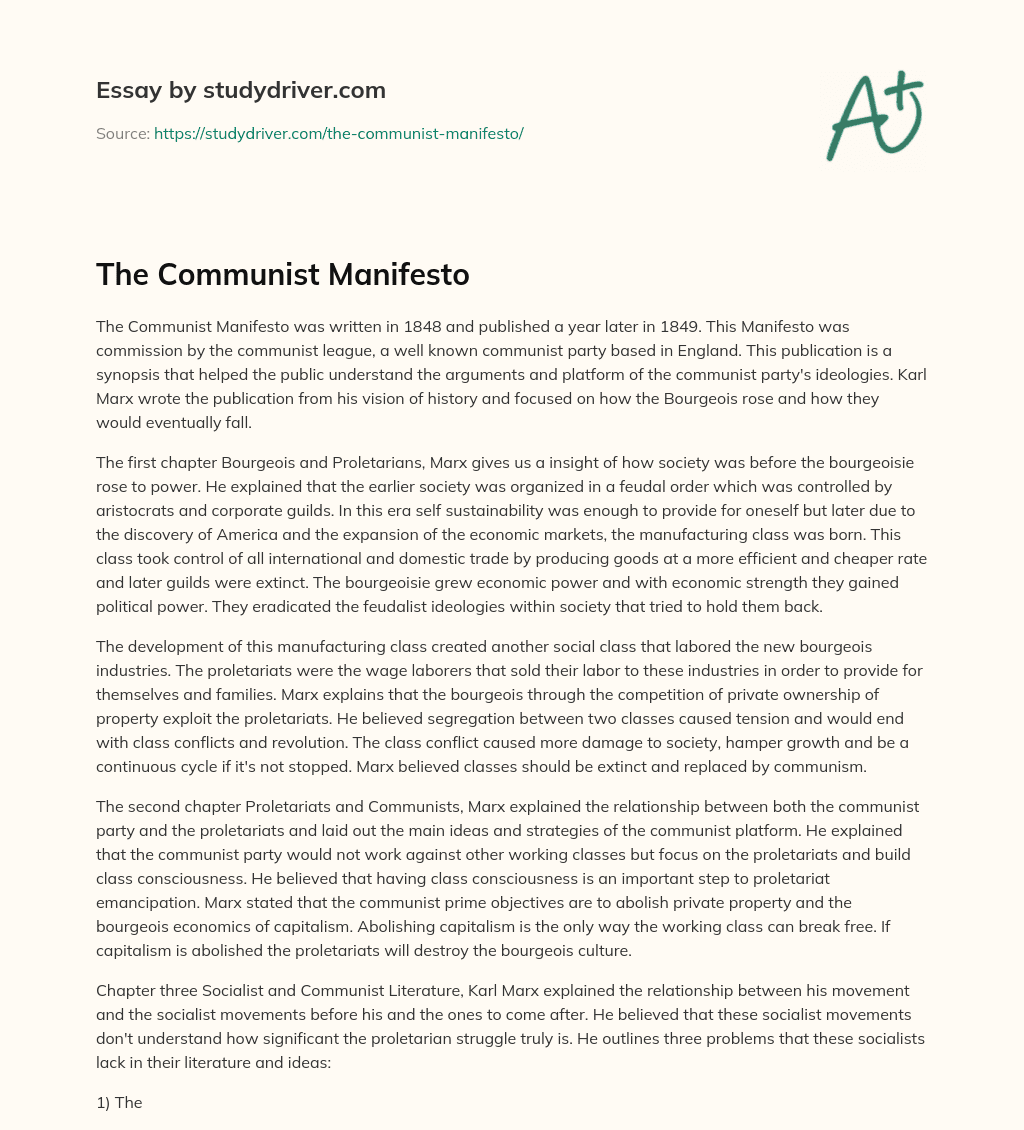 The Communist Manifesto essay