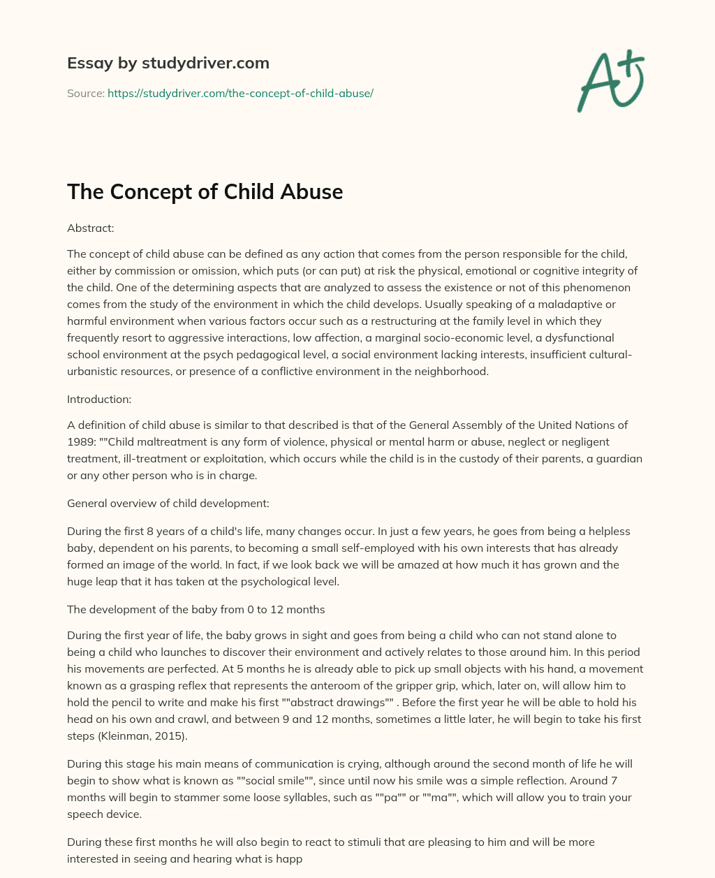 The Concept of Child Abuse essay