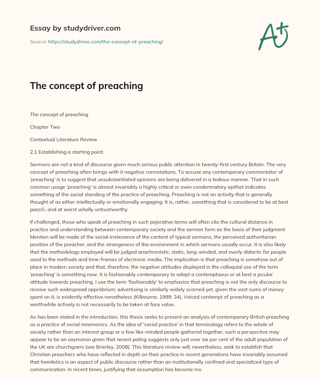 The Concept of Preaching essay