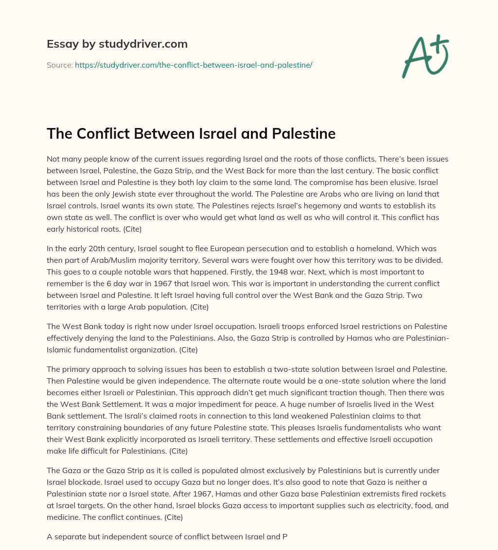 The Conflict between Israel and Palestine essay