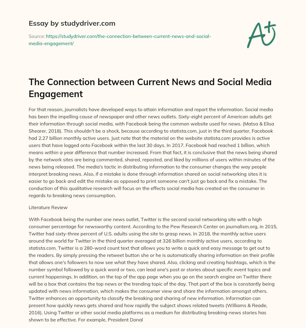 The Connection between Current News and Social Media Engagement essay
