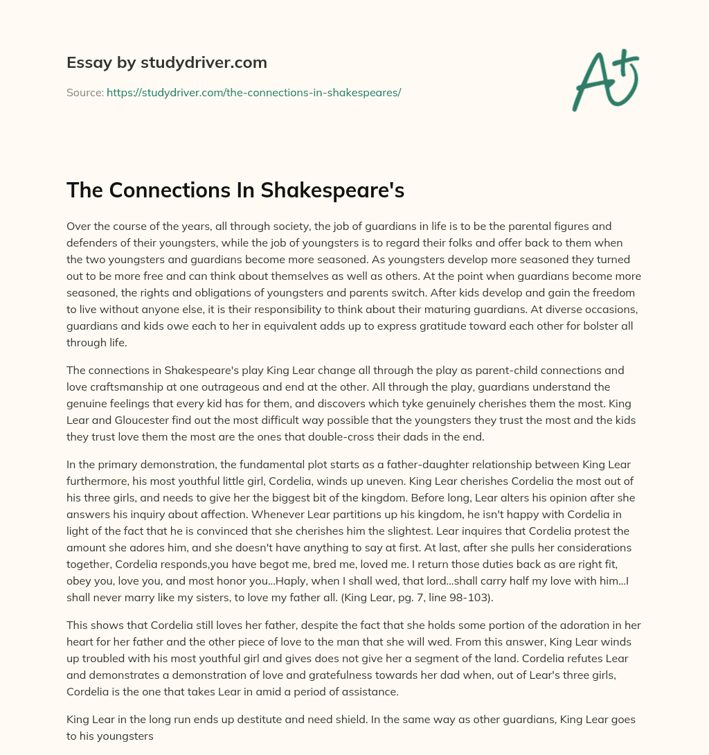 The Connections in Shakespeare’s essay