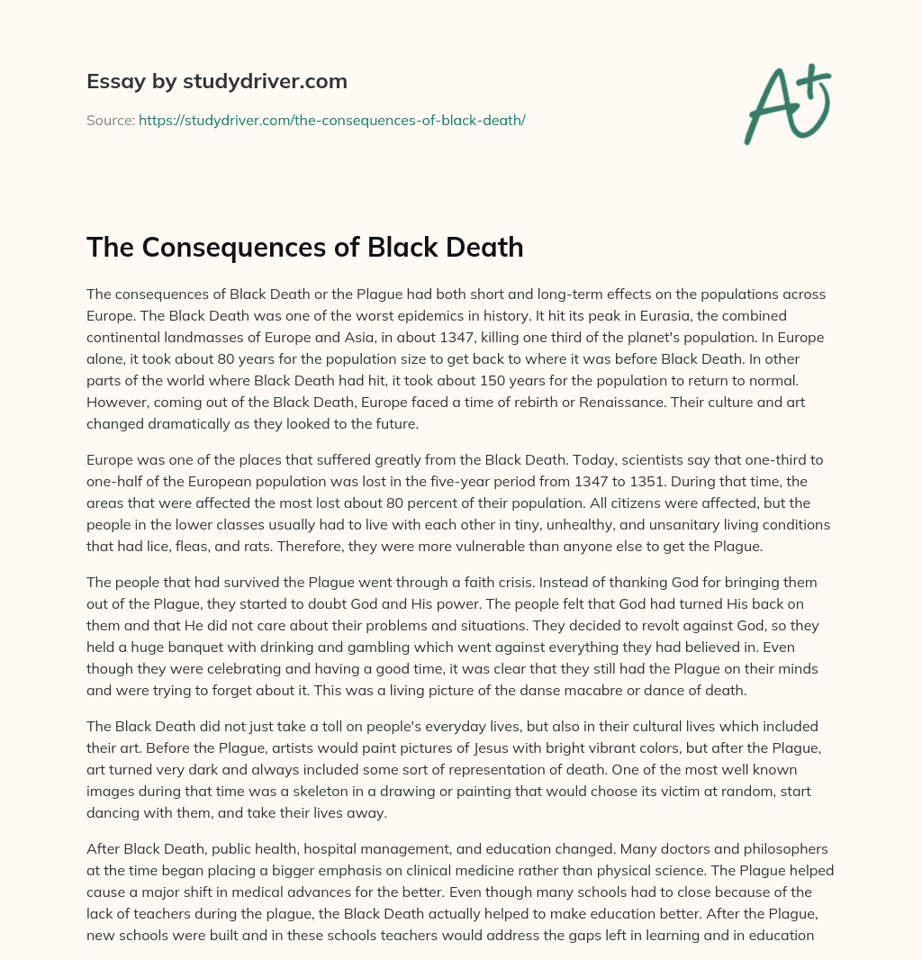 The Consequences of Black Death essay