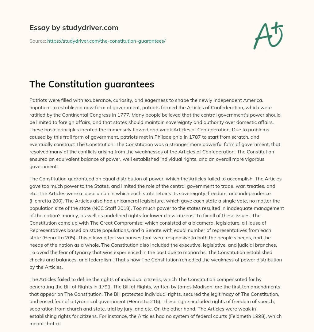 The Constitution Guarantees essay