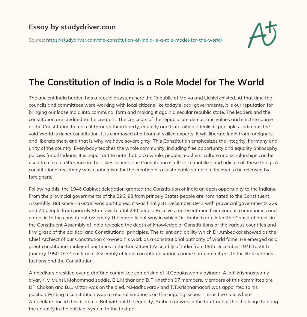 The Constitution of India is a Role Model for the World essay