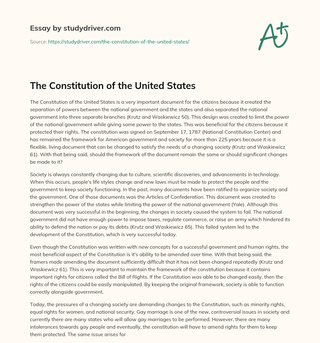 The Constitution of the United States essay