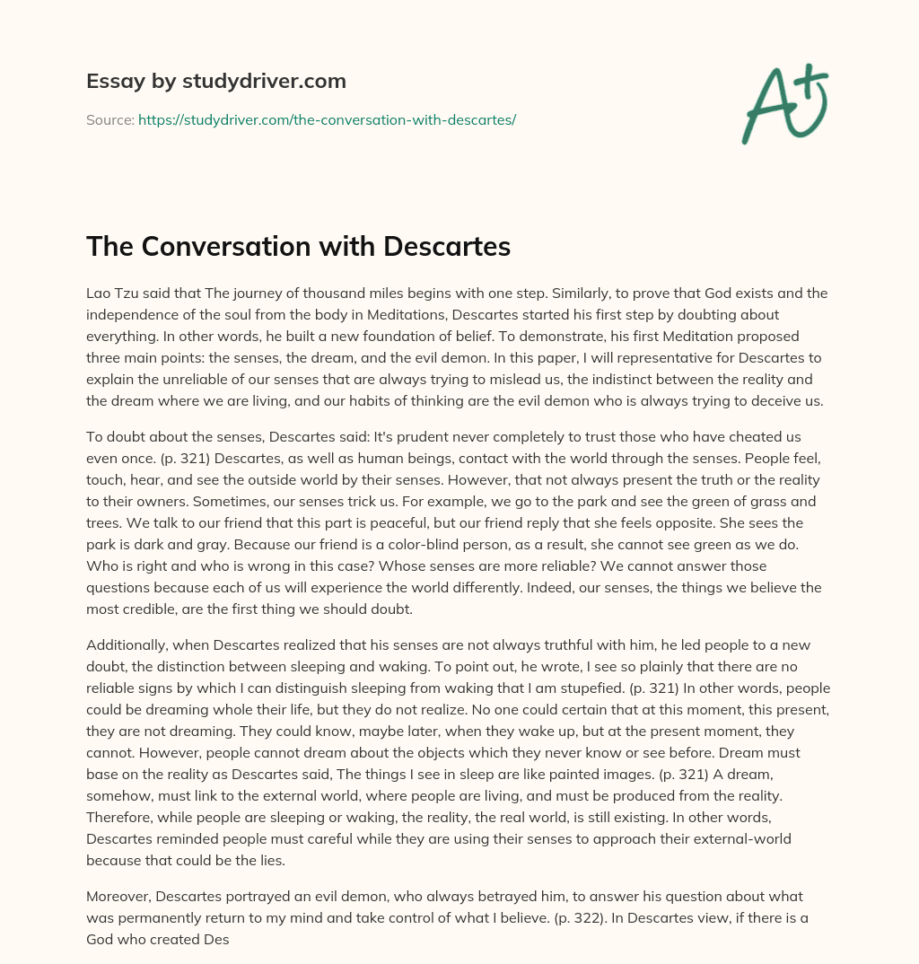 The Conversation with Descartes essay