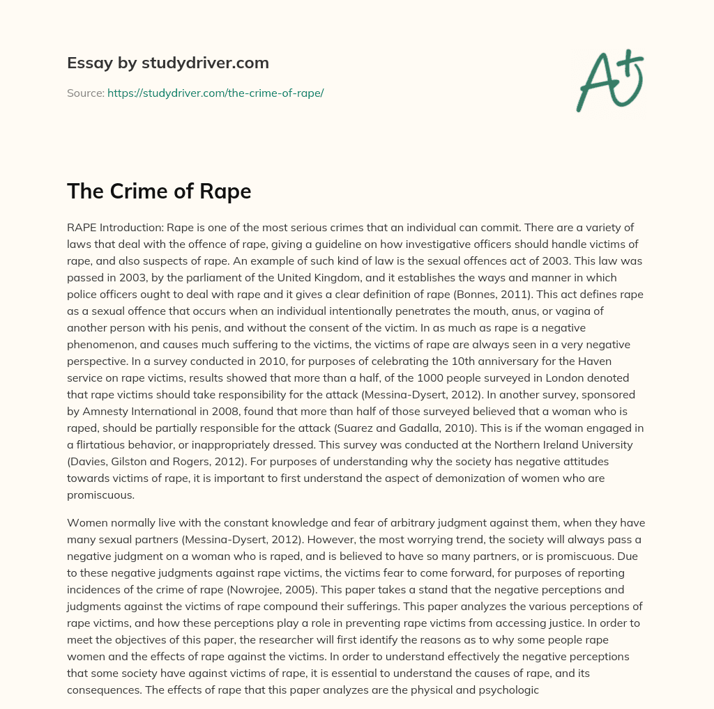 The Crime of Rape essay