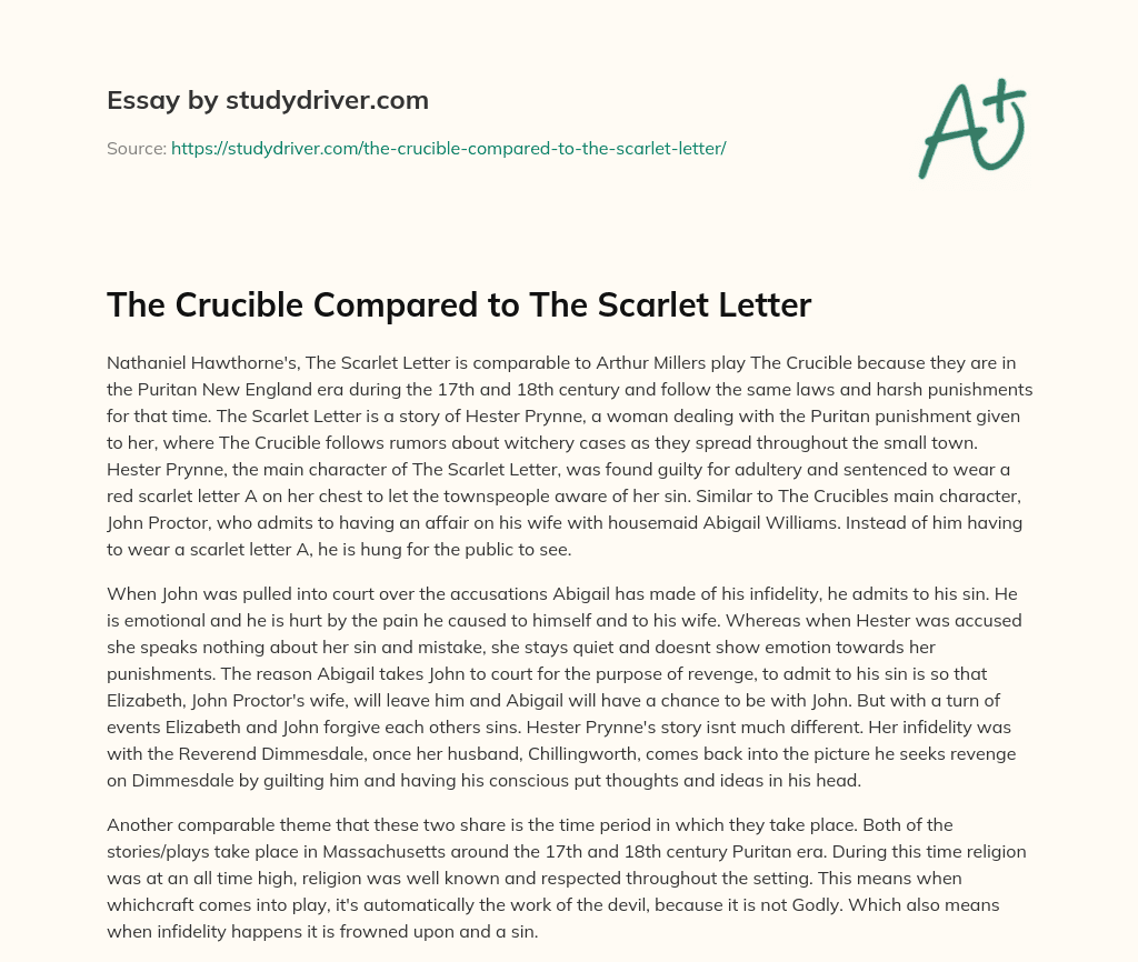 The Crucible Compared to the Scarlet Letter essay
