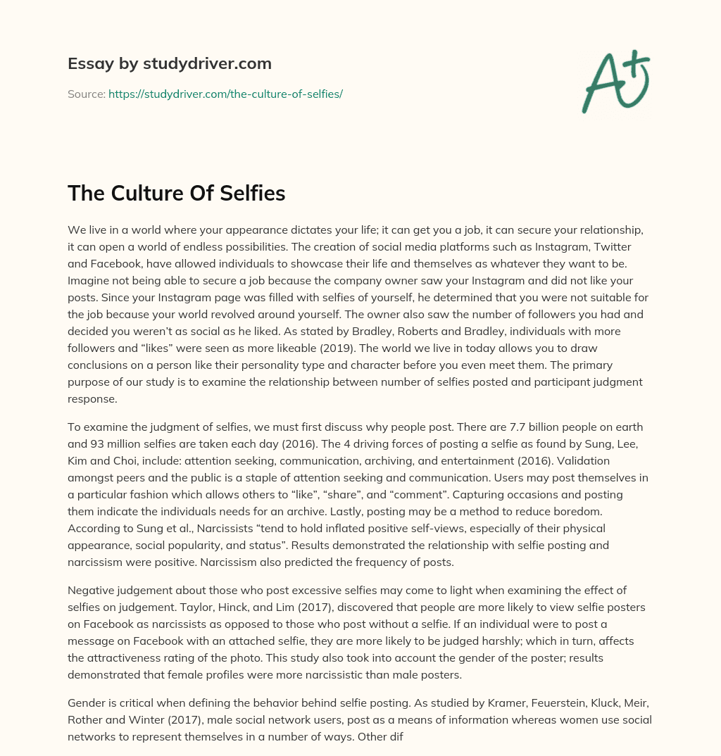 The Culture of Selfies essay