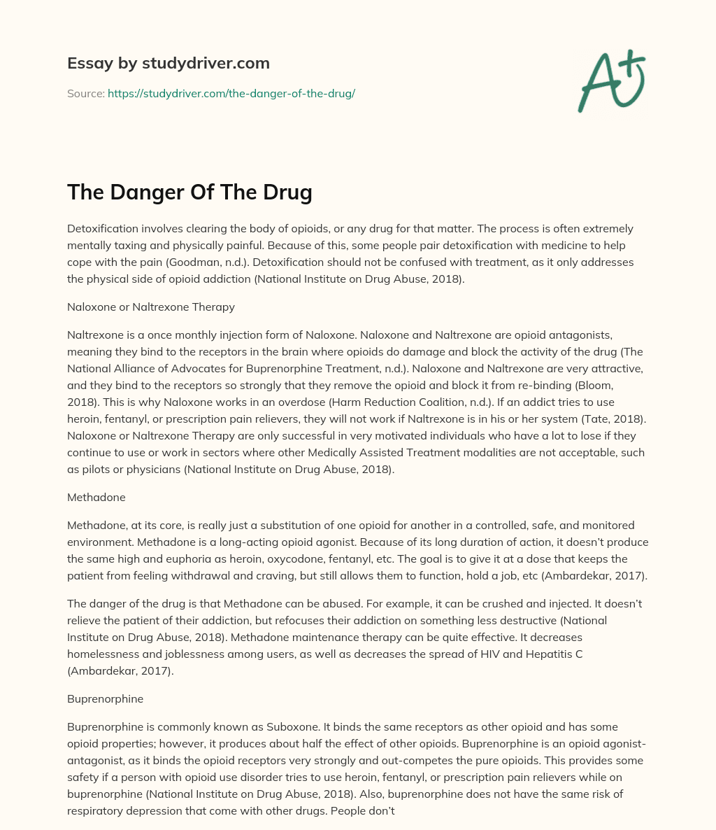 The Danger of the Drug essay