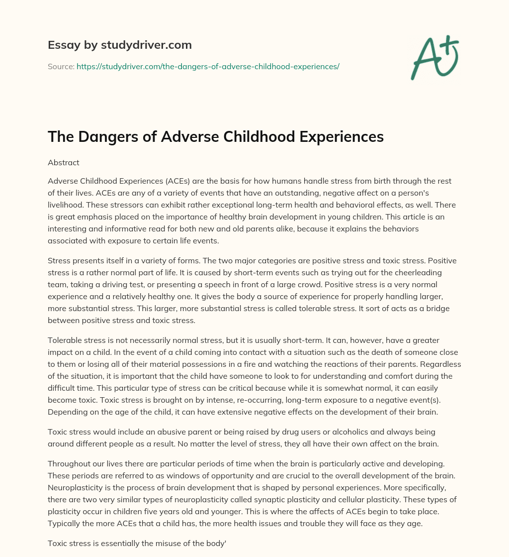 adverse childhood experiences uk essay