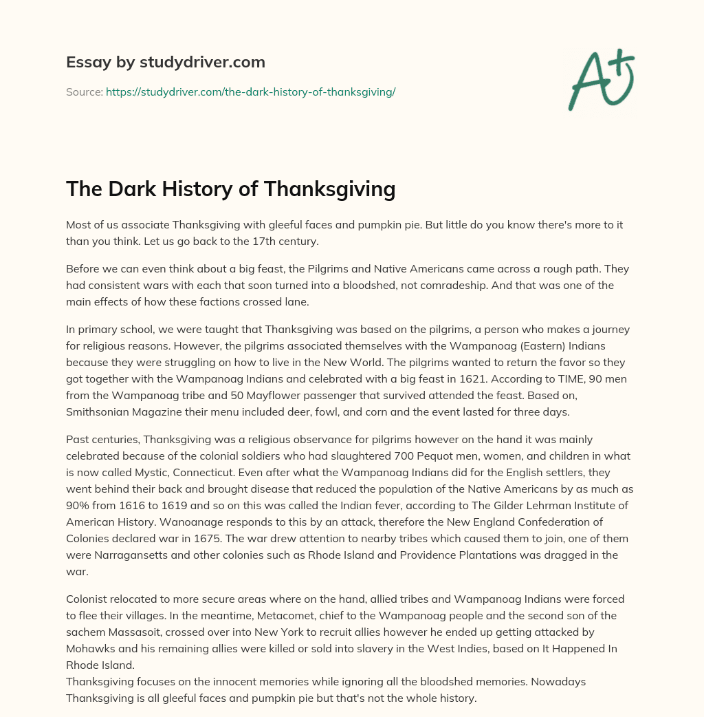 The Dark History of Thanksgiving essay