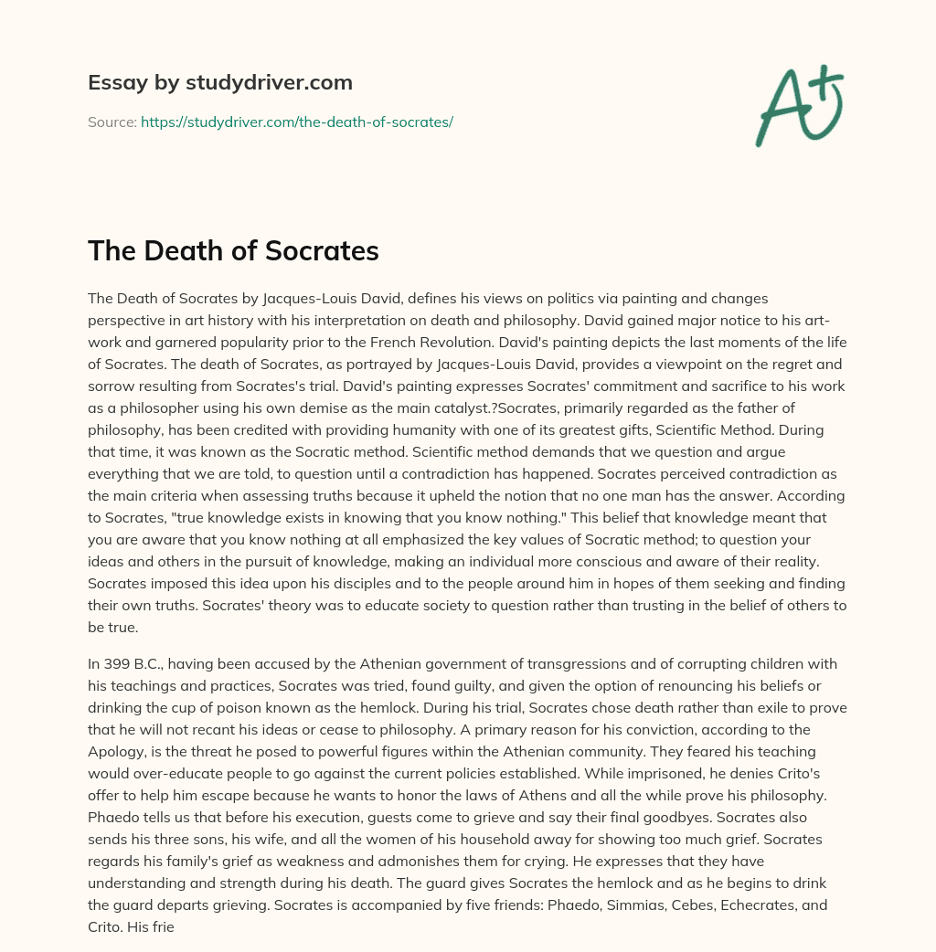The Death of Socrates essay