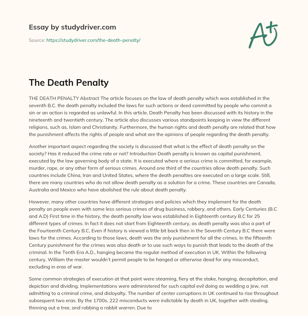 The Death Penalty essay