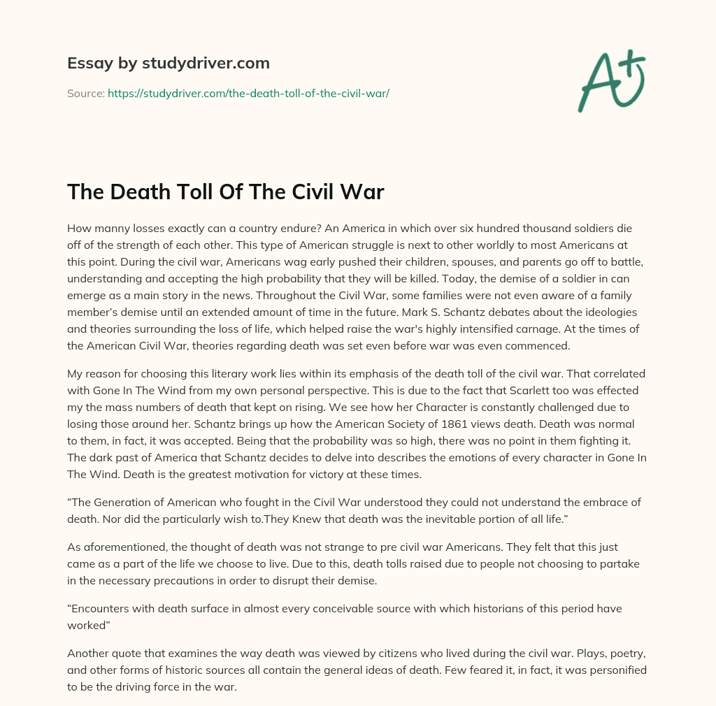 The Death Toll of the Civil War essay