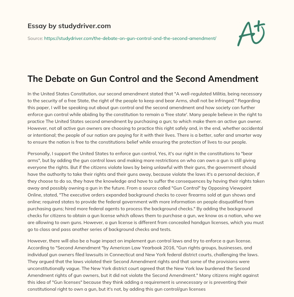 The Debate on Gun Control and the Second Amendment essay